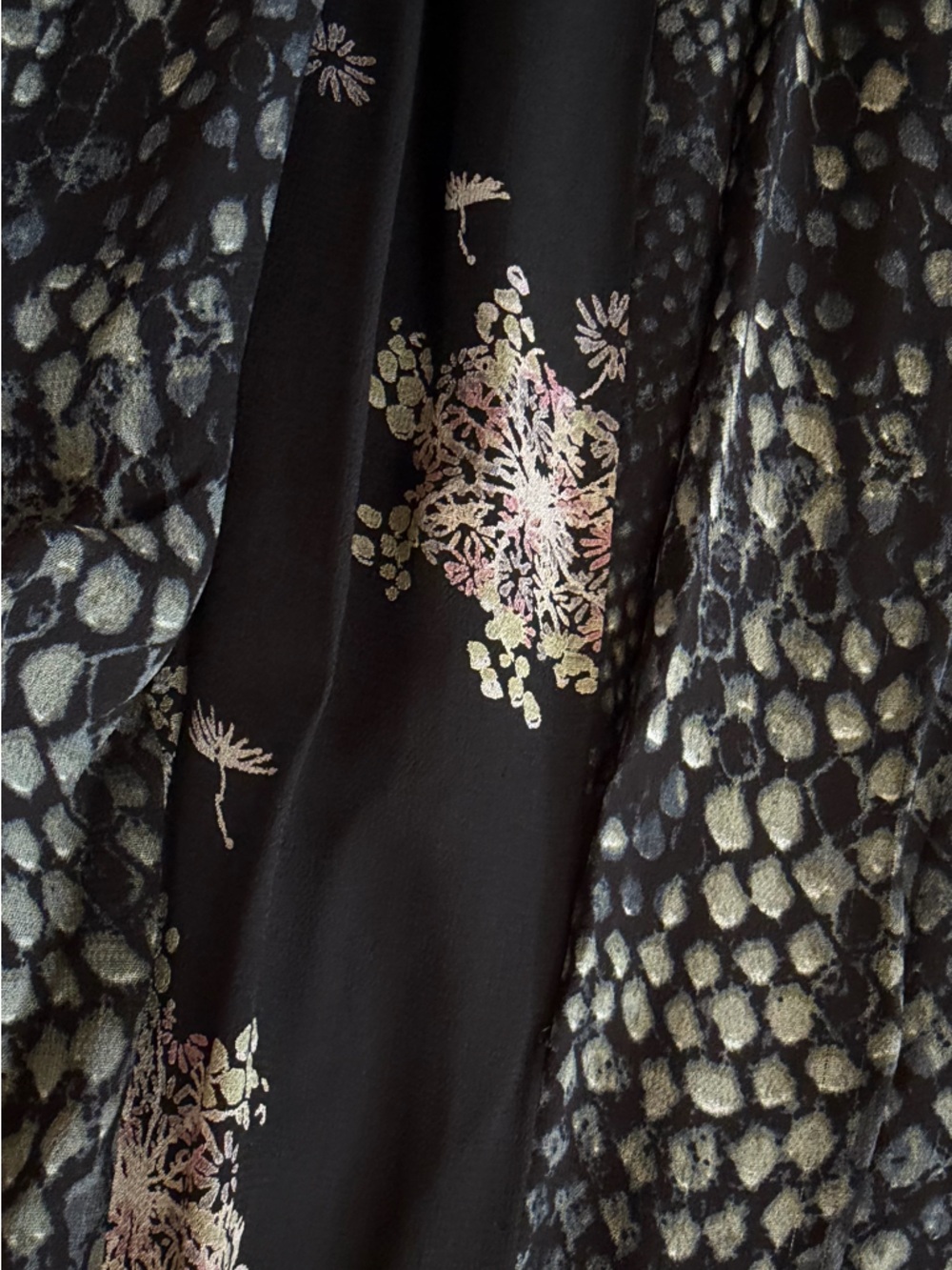 Free People black chiffon snakeskin floral print asymmetrical skirt Sz 2 - Picture 6 of 9